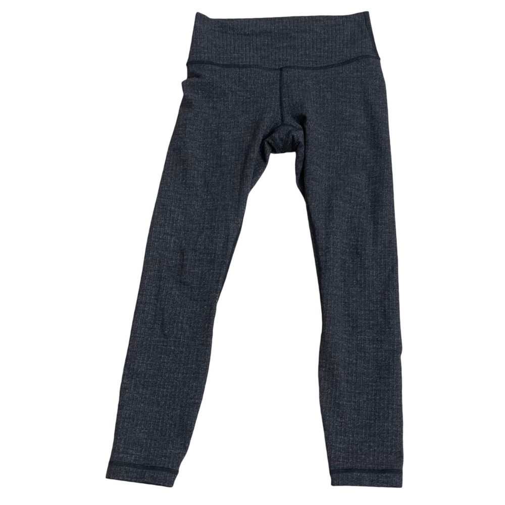 Lululemon athletic High Rise Leggings Grey Herringbone Size 6 Activewear